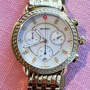 MICHELE Diamond Embellished Bracelet Watch, 38mm